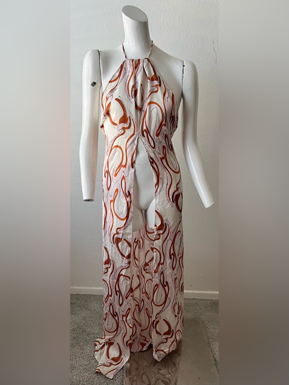 NWOT ZARA Long Halter Print Top- size S